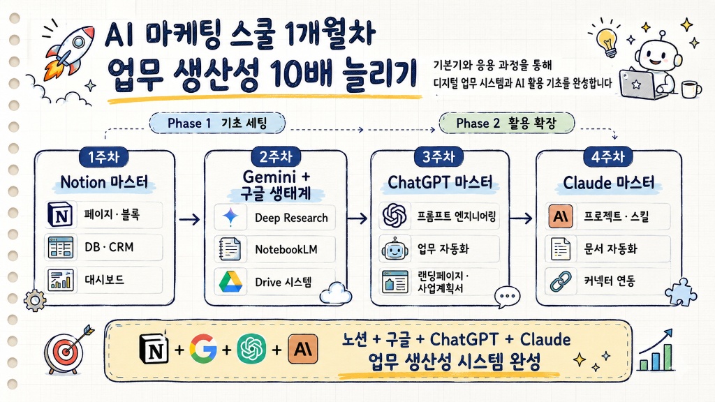 AI 마케팅 스쿨 1개월차 업무 생산성 10배 늘리기 로드맵